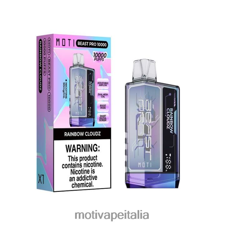 MOTI Vape Amazon - MOTI Beast Pro vaporizzatore usa e getta (5%, 10000 boccate) 440BHX49 nuvola arcobalenoz