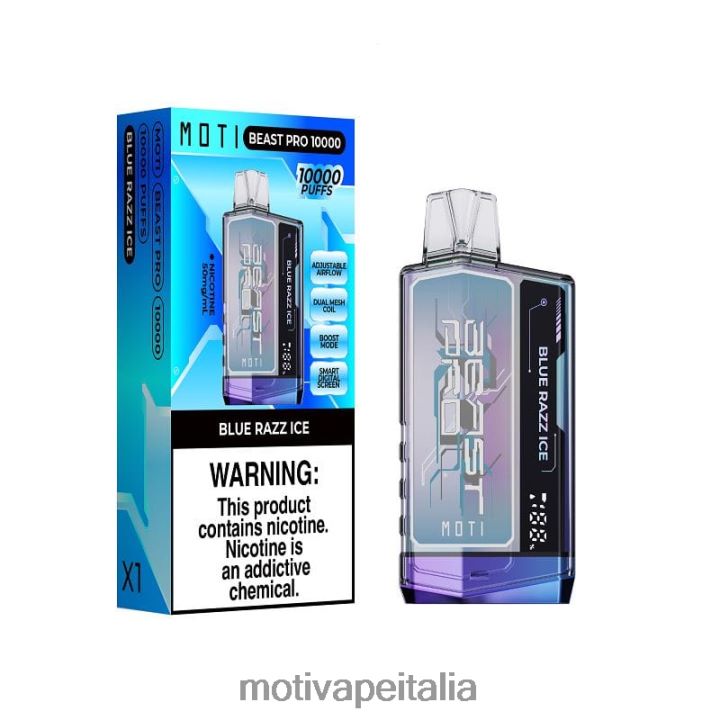MOTI Vape Flavors Italia - MOTI Beast Pro vaporizzatore usa e getta (5%, 10000 boccate) 440BHX40 ghiaccio blu razz