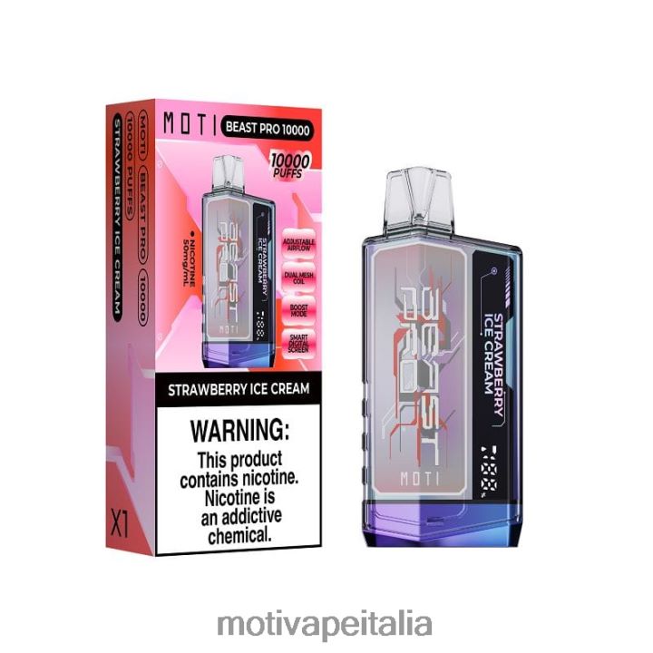 MOTI Vape Flavors Italia - MOTI Beast Pro vaporizzatore usa e getta (5%, 10000 boccate) 440BHX50 gelato alla fragola