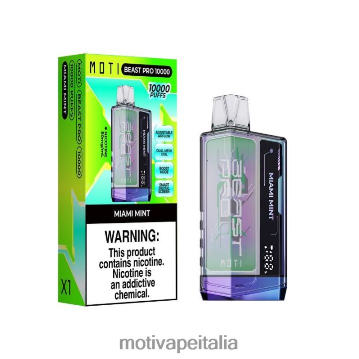MOTI Vape For Sale - MOTI Beast Pro vaporizzatore usa e getta (5%, 10000 boccate) 440BHX48 menta di miami