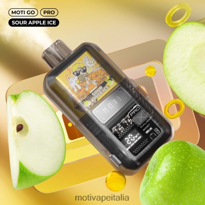 MOTI Vape Flavors Italia - MOTI Go Pro vaporizzatore usa e getta (5%, 12000 boccate) 440BHX20 ghiaccio di mela acida